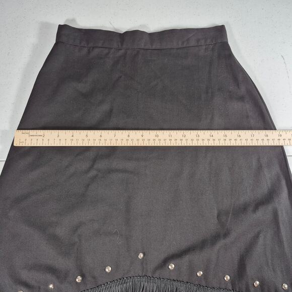 Sassa USA Black Fringe Studded Western Flare Vintage Skirt 7 / 8 26 Waist - Picture 5 of 6